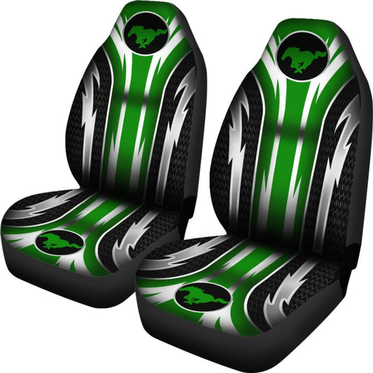 2 Front Mustang Seat Covers Green 144627 - YourCarButBetter