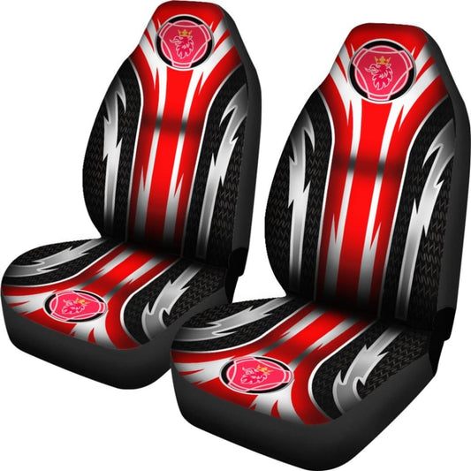 2 Front Scania Seat Covers Red 144627 - YourCarButBetter