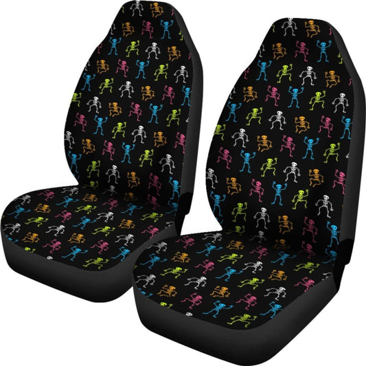 2 Pcs Gothic Skeleton Skull Car Seat Covers 101819 - YourCarButBetter