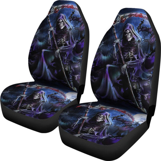 2 Pcs Grim Reaper Skull Car Seat Covers 101819 - YourCarButBetter