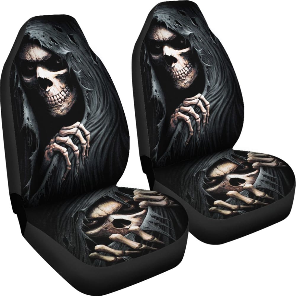 2 Pcs Grim Reaper Skull Girl Car Seat Covers 101819 - YourCarButBetter