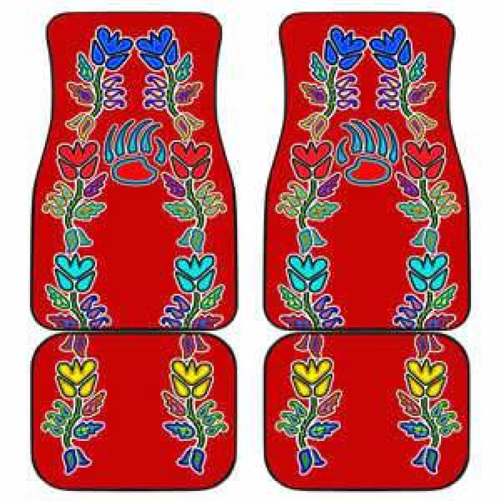 4 Generations Floral With Bearpaw Red Car Floor Mats 094209 - YourCarButBetter