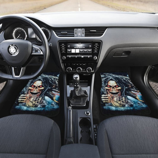 4 Pcs Grim Reaper Skull Car Mats 101819 - YourCarButBetter