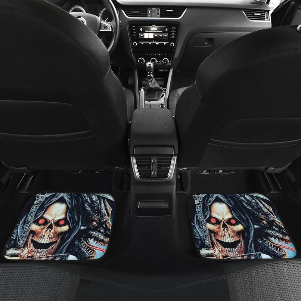 4 Pcs Grim Reaper Skull Car Mats 101819 - YourCarButBetter