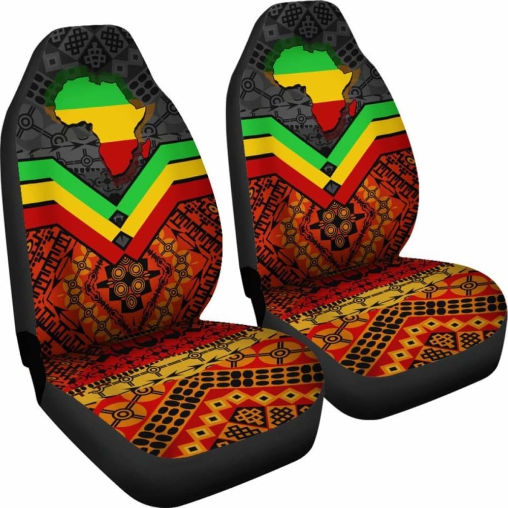 Africa Car Seat Covers - African Map And Patterns - 105905 - YourCarButBetter