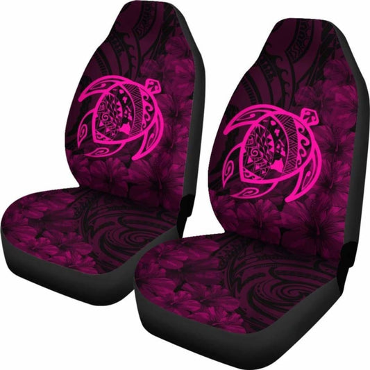 Alohawaii Car Seat Covers - Hawaii Turtle Map Hibiscus Poly Pink - New Awesome 091114 - YourCarButBetter