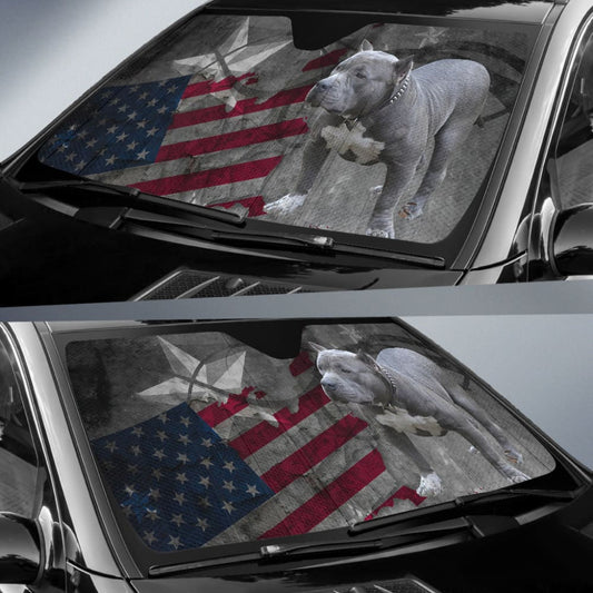 Amazing American Flag Pit Bull Car Auto Sun Shades 210201 - YourCarButBetter