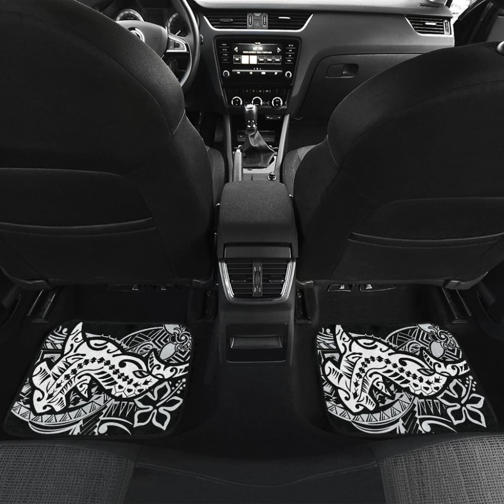 Amazing Black and White Hawaiian Polynesian Shark Tattoo Car Floor Mats 211405 - YourCarButBetter