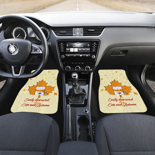 Amazing Easily Distracted By Cats And Autumn Gift Ideas Car Floor Mats 210205 - YourCarButBetter