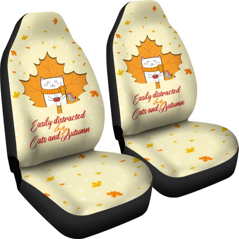 Amazing Easily Distracted By Cats And Autumn Gift Ideas Car Seat Covers 210205 - YourCarButBetter