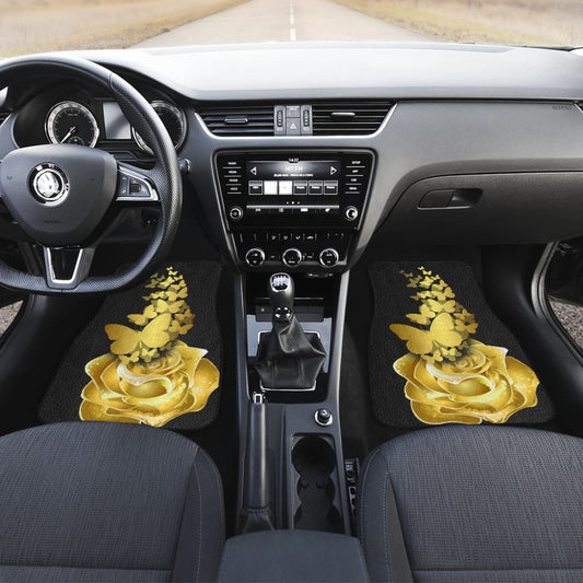 Amazing Golden Rose and Butterfly Car Floor Mats 210902