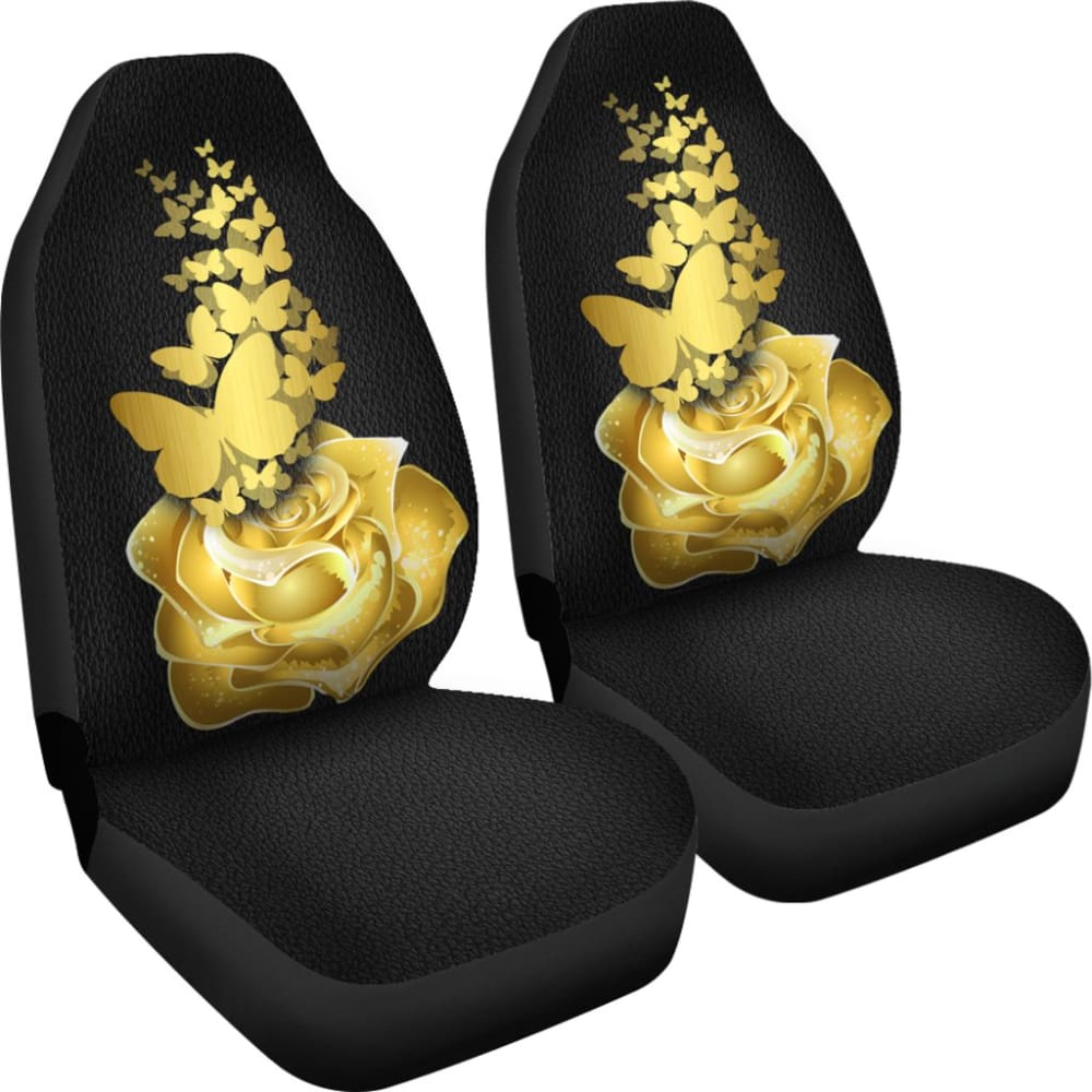 Amazing Golden Rose and Butterfly Car Seat Covers 210902