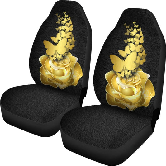 Amazing Golden Rose and Butterfly Car Seat Covers 210902