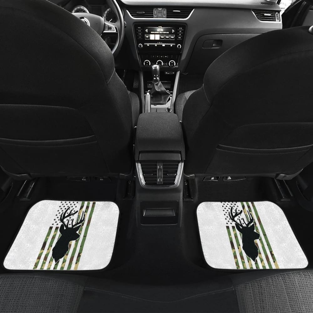 Amazing Green American Flag Deer Hunting Car Floor Mats 211803 - YourCarButBetter