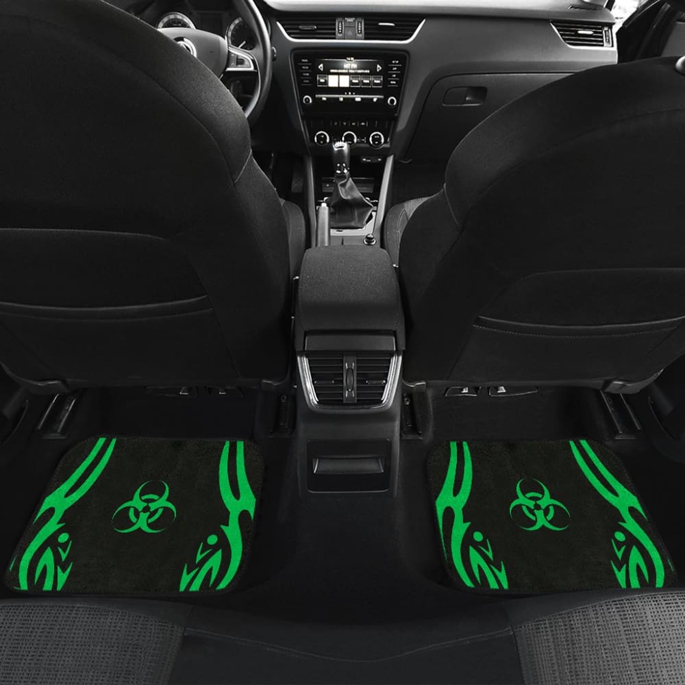 Amazing Green Biohazard Car Floor Mats 211401 - YourCarButBetter