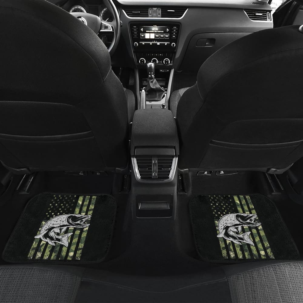 Amazing Trout Fish Custom Green American Flag Car Floor Mats 211803 - YourCarButBetter