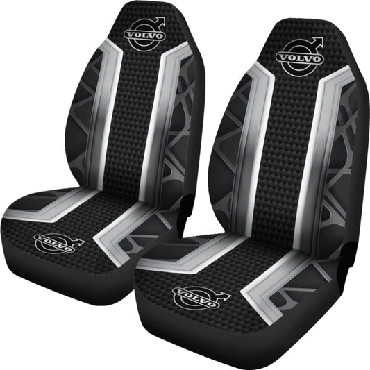 Amazing Volvo Silver Black Themed Printed Car Seat Covers 210901 - YourCarButBetter
