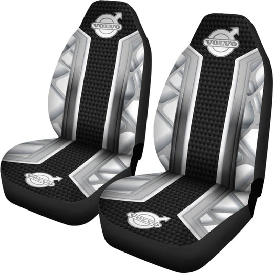 Amazing Volvo White Black Themed Printed Car Seat Covers 210901 - YourCarButBetter