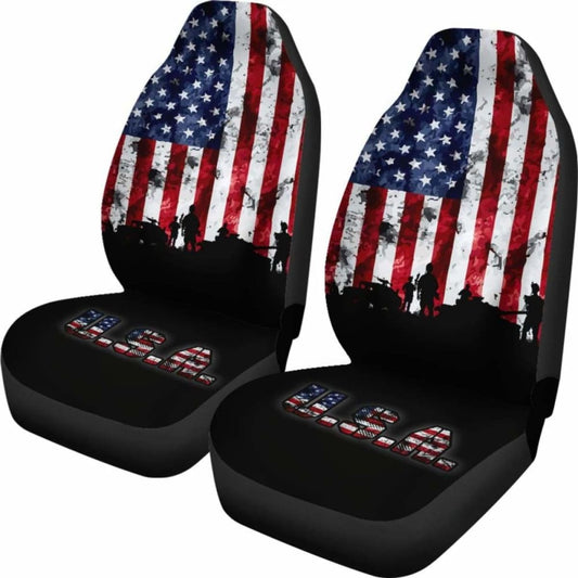 American Flag Military Patriotic Veteran Car Seats Cover 203011