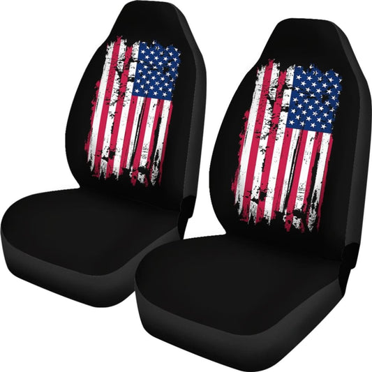 American Flag On Black Car Seat Covers 211005 - YourCarButBetter