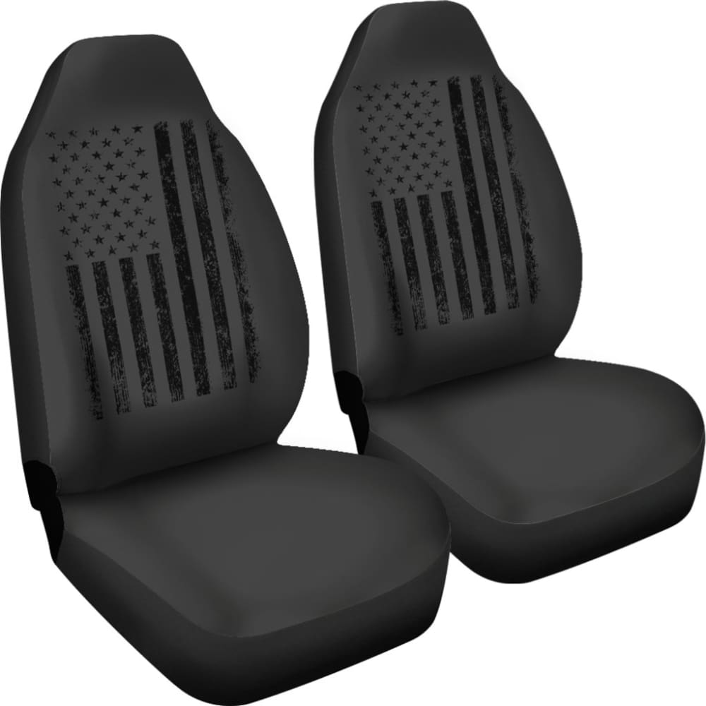 American Flag Patriotic on Black Design Car Seat Covers 212304 - YourCarButBetter