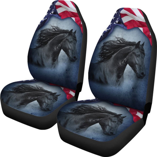 American Flag Wild Horse Car Seat Covers 211103