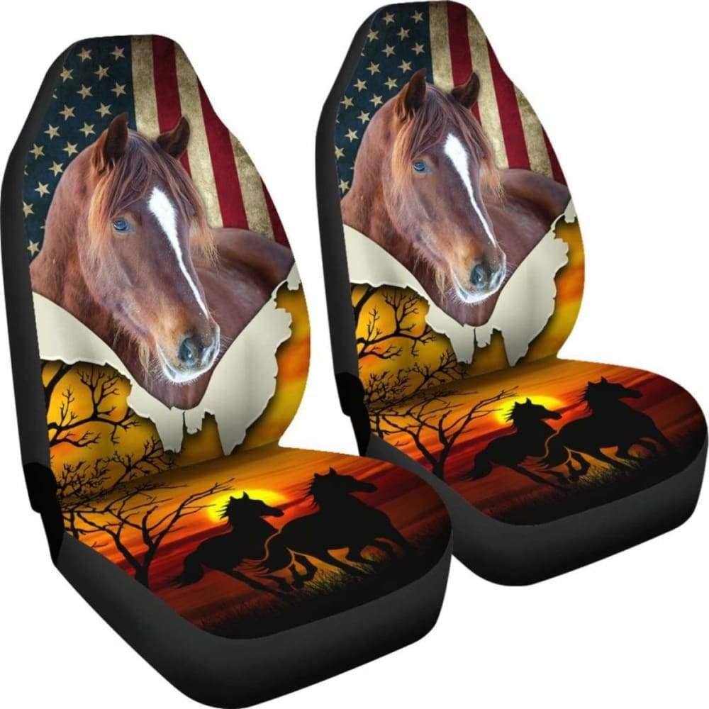 American Horse With Beautiful Sunset Car Seat Covers 231007