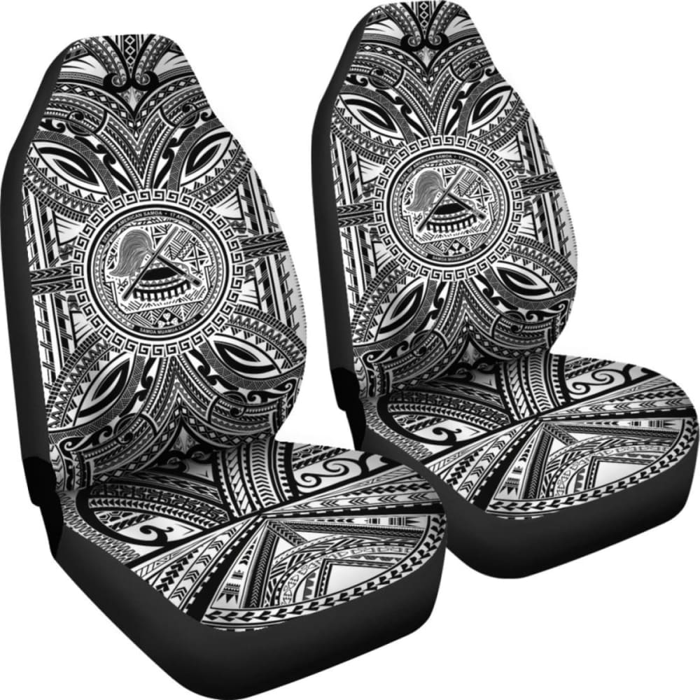 American Samoa Car Seat Cover - American Samoa Coat Of Arms Polynesian White Black 105905 - YourCarButBetter