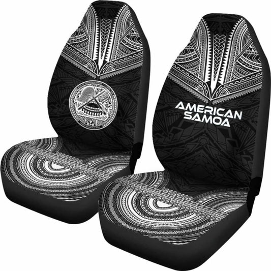 American Samoa Car Seat Cover - American Samoa Seal Polynesian Chief Tattoo Black Version - 10 174914 - YourCarButBetter