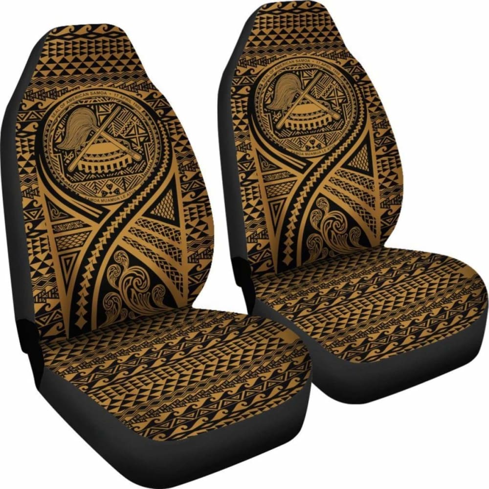 American Samoa Car Seat Cover - American Samoa Seal Polynesian Tattoo Gold - 9 174914 - YourCarButBetter