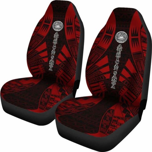 American Samoa Car Seat Covers - American Samoa Seal Polynesian Tattoo Red - 9 174914 - YourCarButBetter