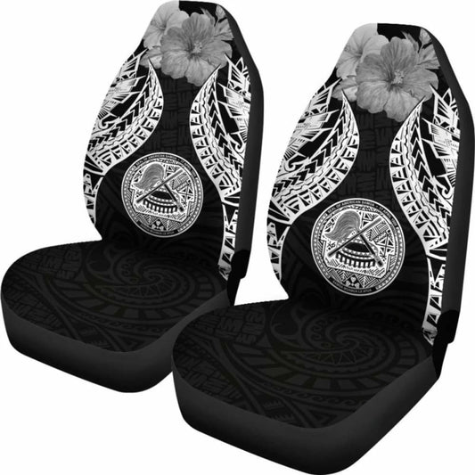 American Samoa Polynesian Car Seat Covers Pride Seal And Hibiscus Black - 232125 - YourCarButBetter