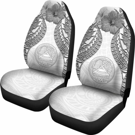 American Samoa Polynesian Car Seat Covers Pride Seal And Hibiscus White - 232125 - YourCarButBetter