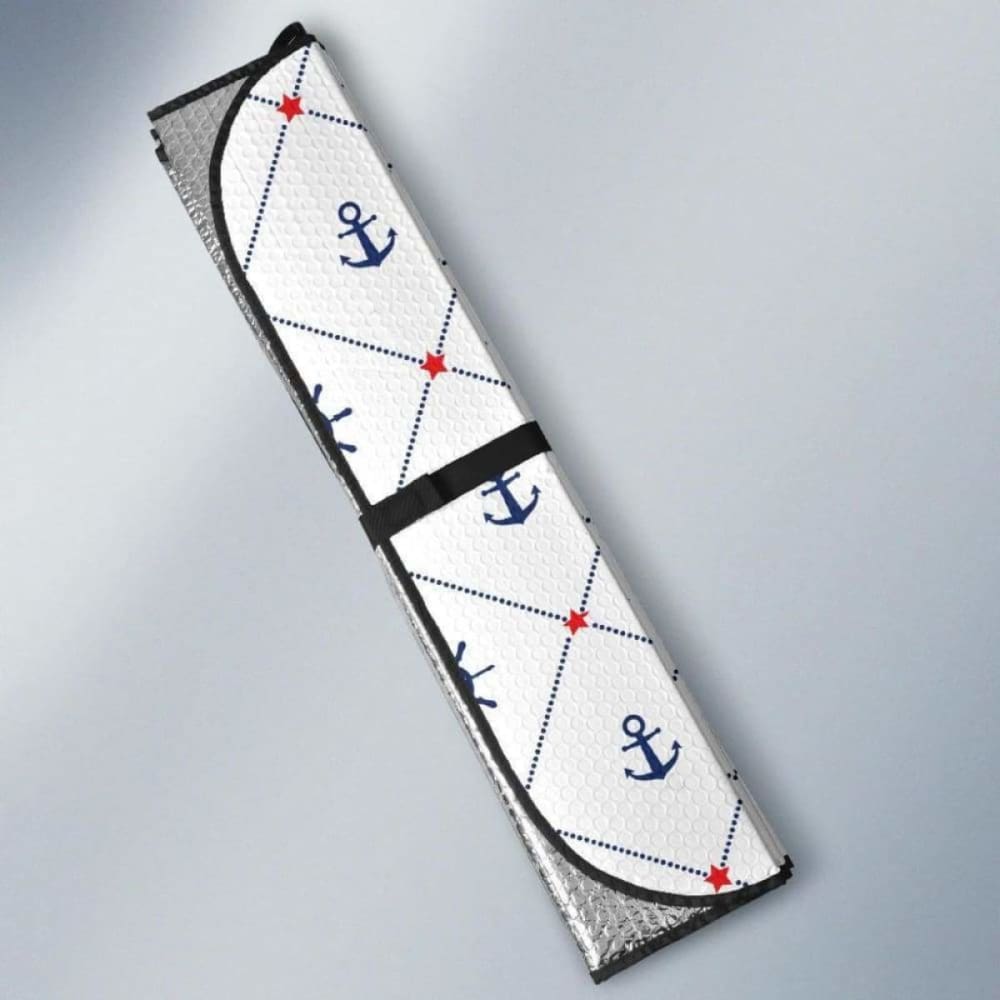 Anchor Rudder Nautical Design Pattern Car Auto Sun Shades 460402 - YourCarButBetter