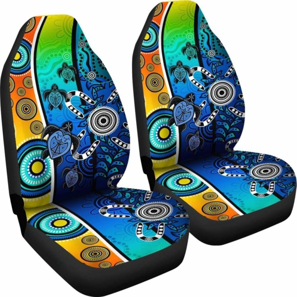 Australia Aboriginal Car Seat Covers - Indigenous Turtle Dot Painting Art - 091114 - YourCarButBetter