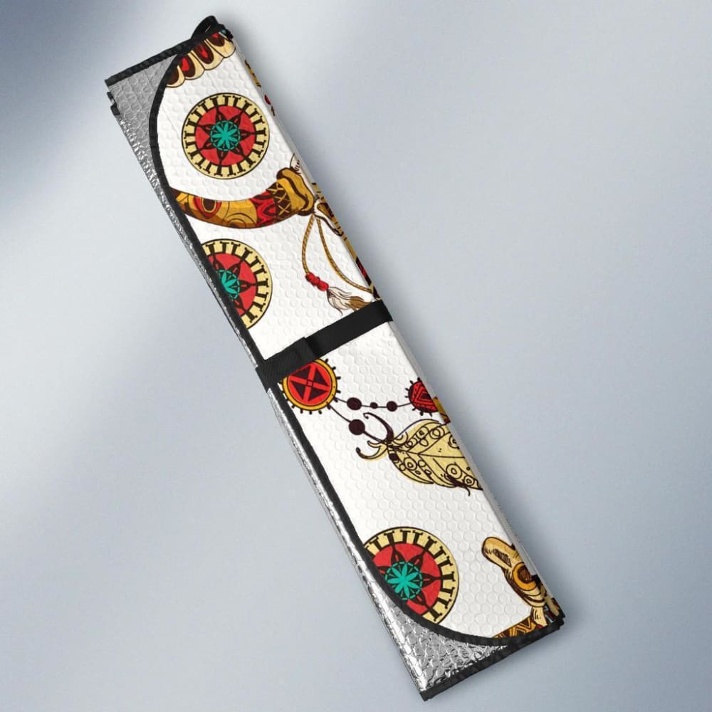 Bison Owl Feather Native American Auto Sun Shades 093223 - YourCarButBetter