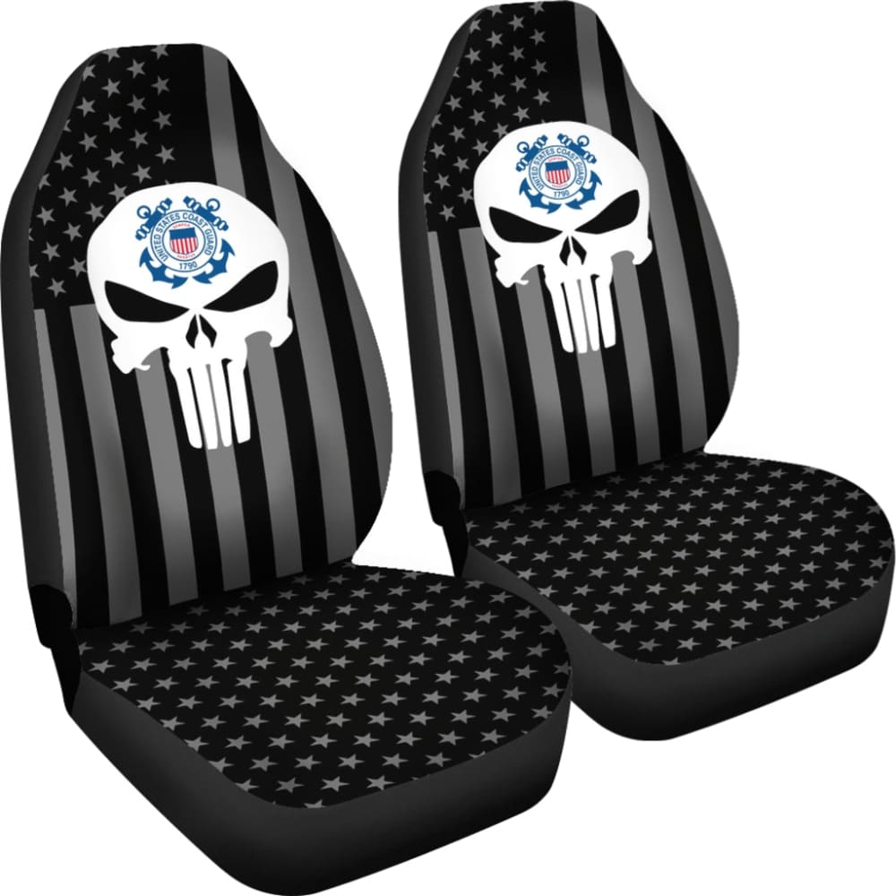Black American Flag US Coast Guard Car Seat Covers 210701 - YourCarButBetter