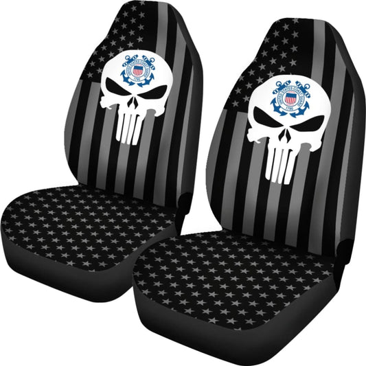 Black American Flag US Coast Guard Car Seat Covers 210701 - YourCarButBetter