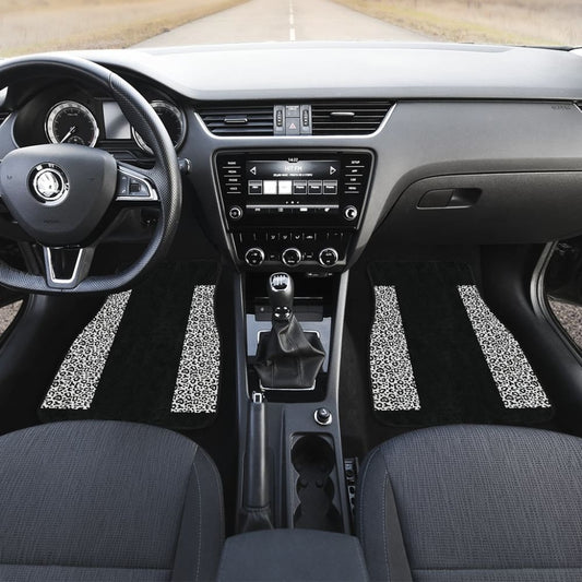 Black And White Leopard Skin Print Car Floor Mats 211504 - YourCarButBetter