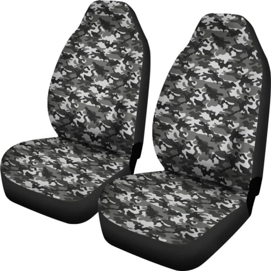 Black Gray Camouflage Car Seat Covers 112608
