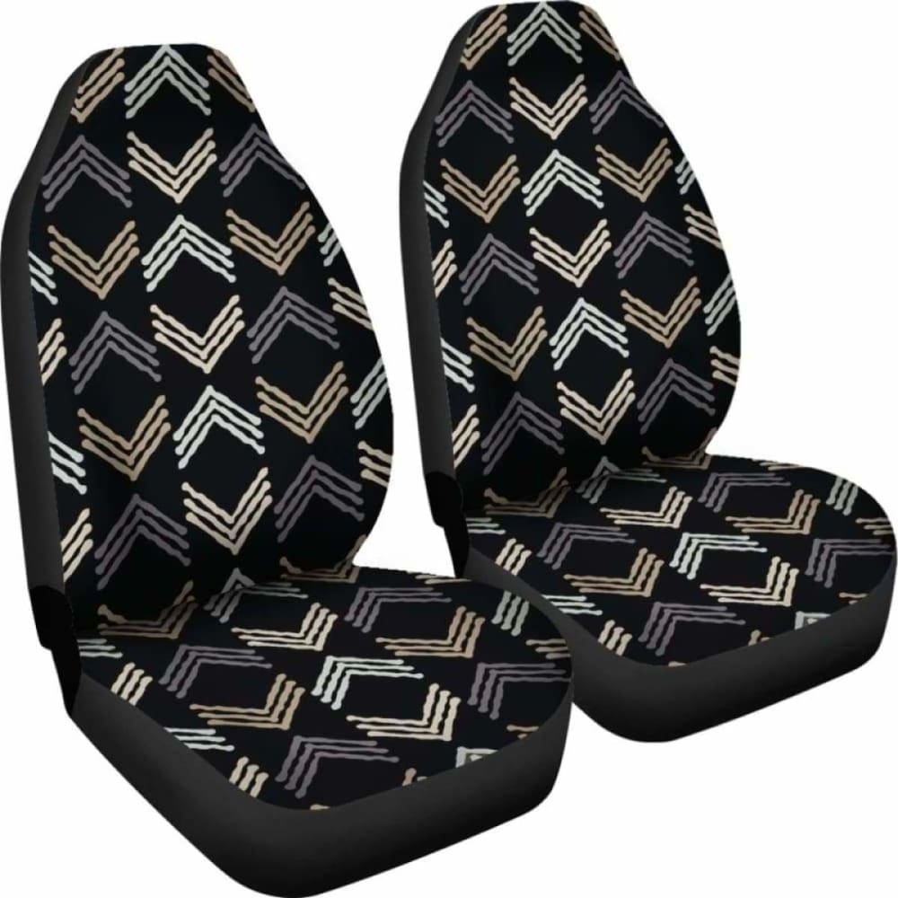 Black Gray Tan White And Beige Car Seat Covers Boho Ethnic Style Pattern 105905 - YourCarButBetter