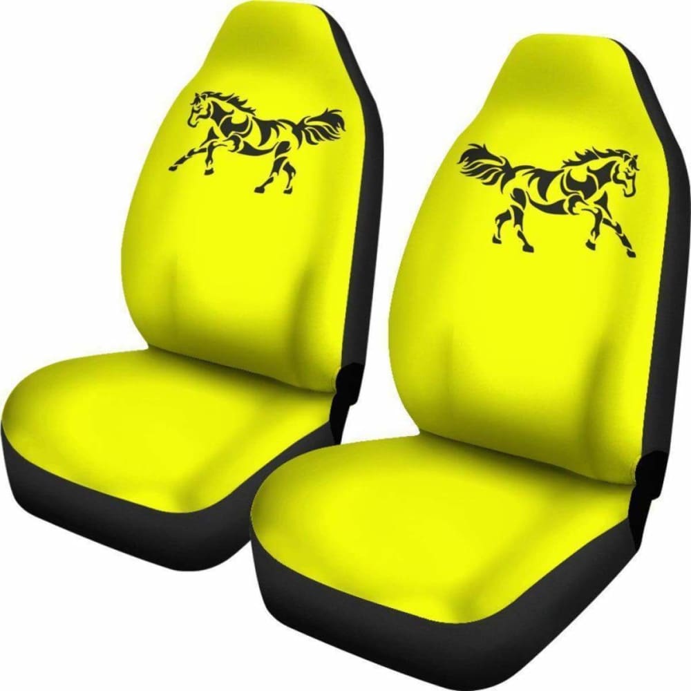 Black Horse Silhouette Yellow Seat Covers 170804