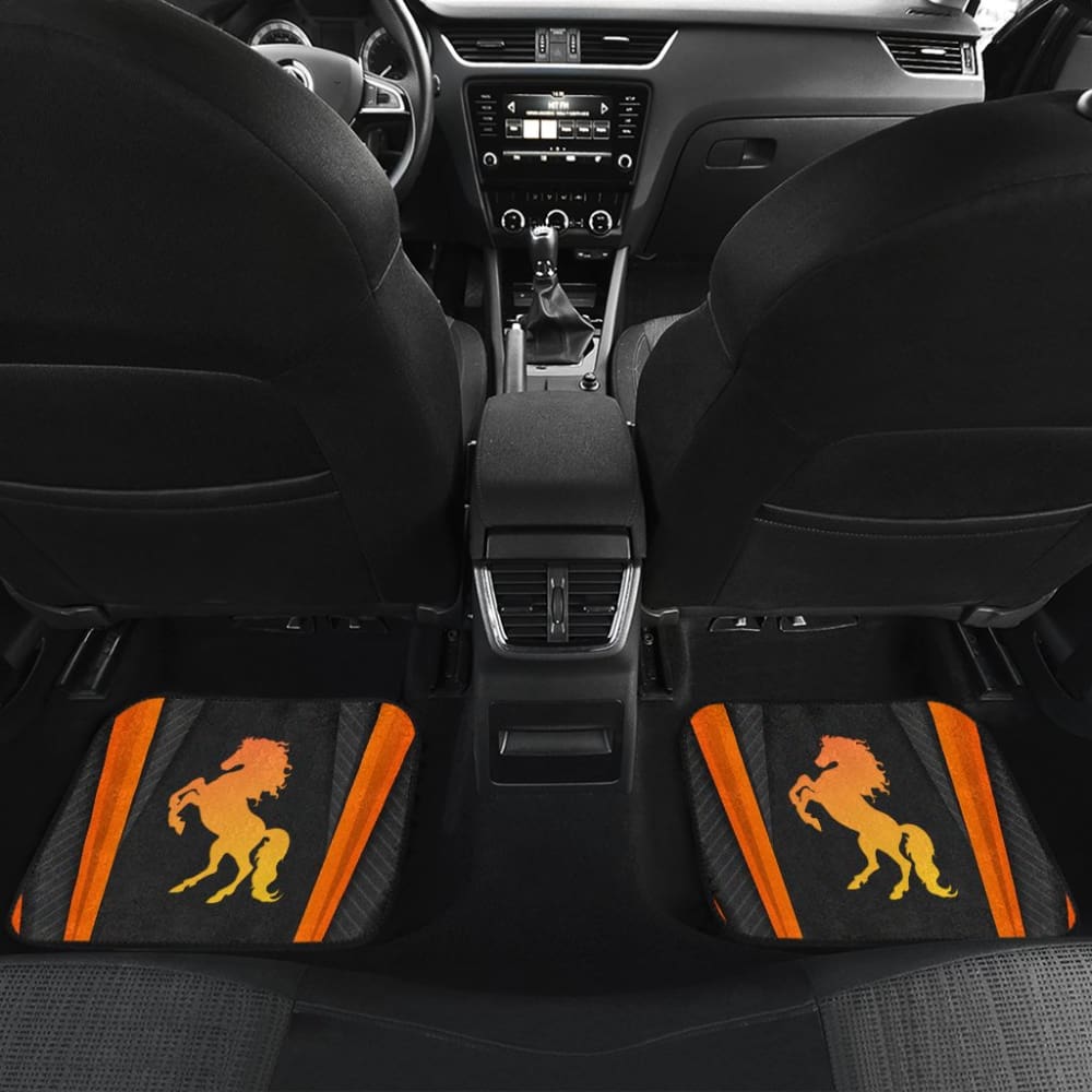 Black Orange Horse Mustang Metallic Style Printed Amazing Gift Ideas Car Floor Mats 211407 - YourCarButBetter