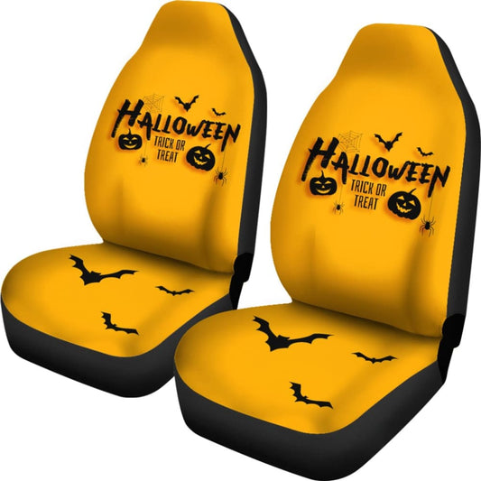 Black Orange Trick or Treat Halloween Car Seat Covers 212203 - YourCarButBetter