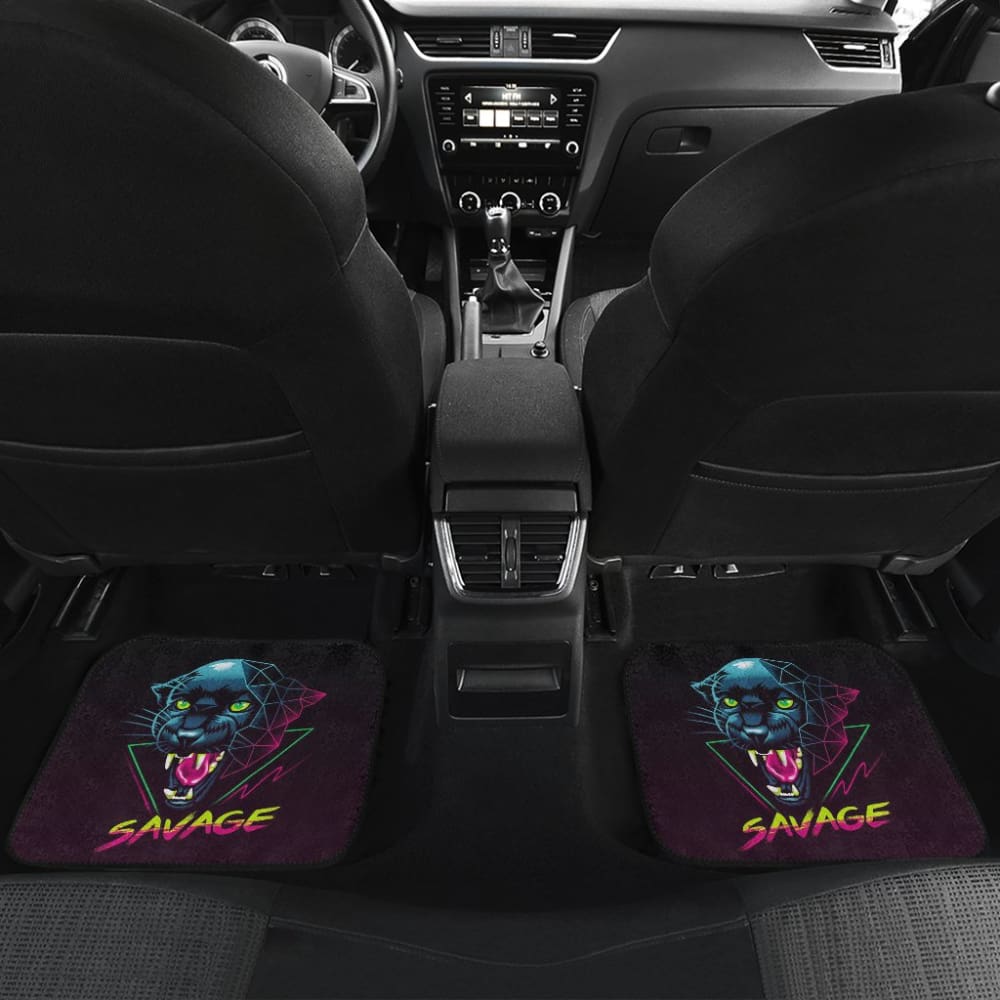 Black Panther Savage Awesome Poly Car Floor Mats 212601 - YourCarButBetter