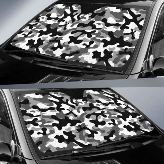 Black White Camo Camouflage Pattern Car Auto Sun Shades 172609 - YourCarButBetter