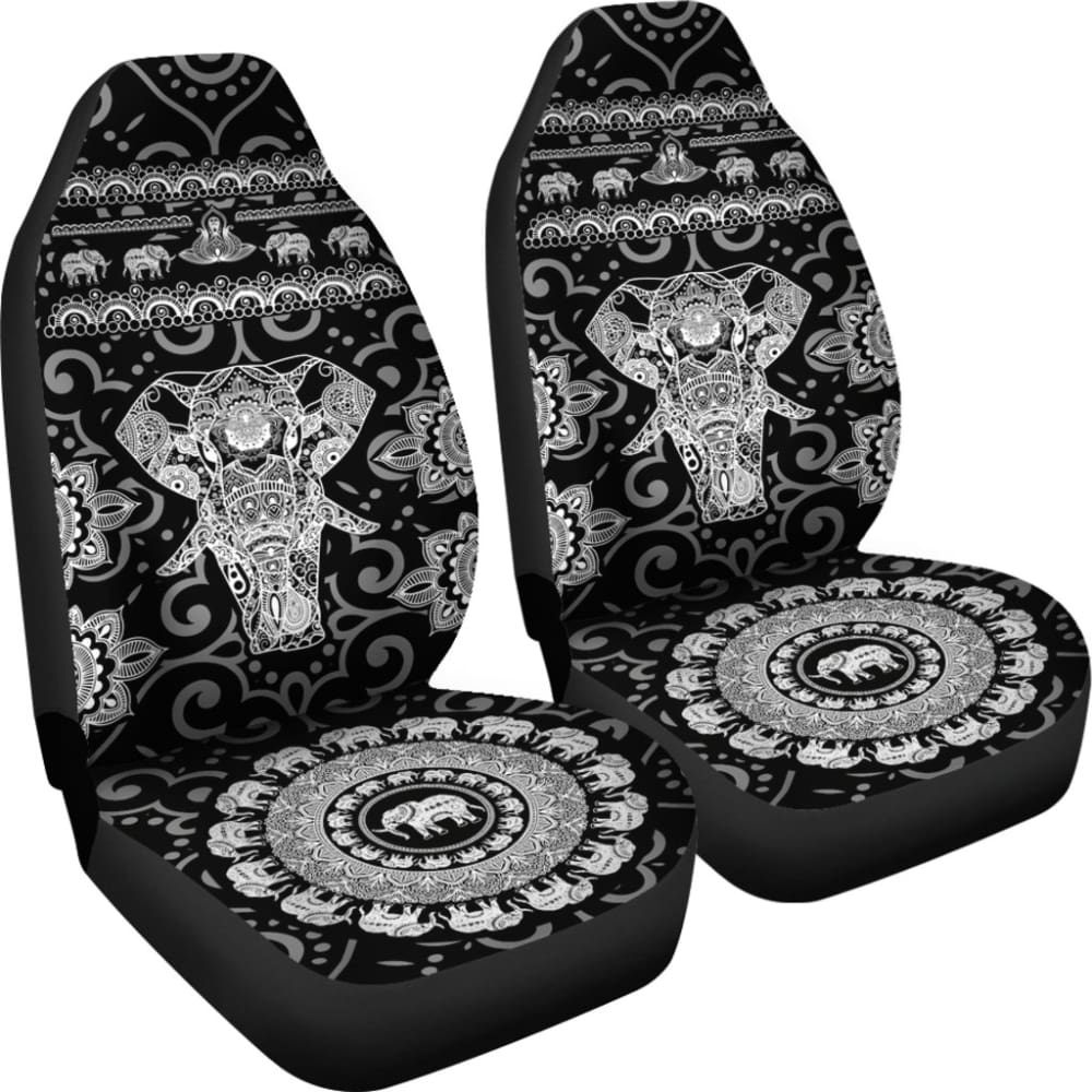 Black & White Elephant Car Seat Covers 101819 - YourCarButBetter