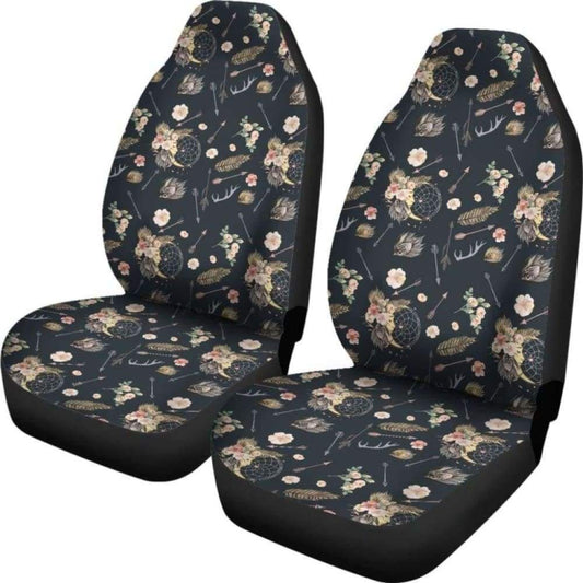 Black With Boho Dreamcatcher Pattern Car Seat Covers 102918 - YourCarButBetter