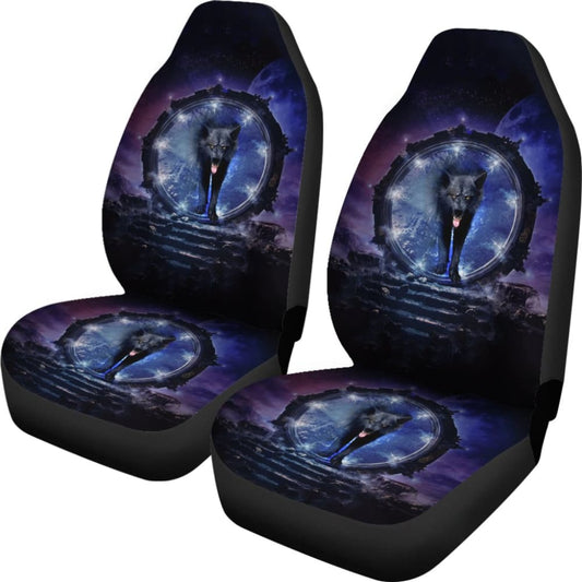 Black Wolf Galaxy Native Car Seat Covers 093223 - YourCarButBetter