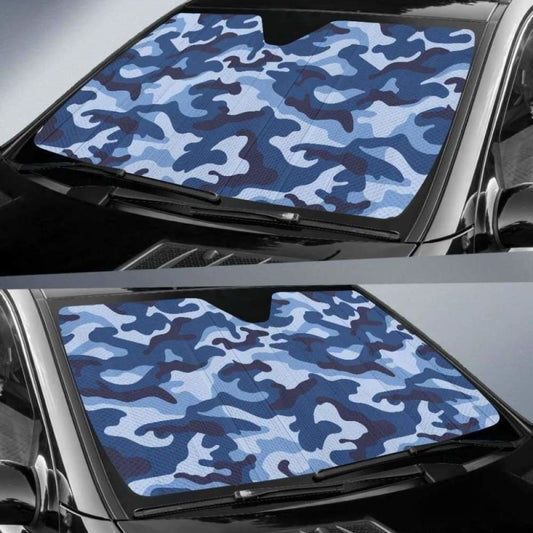 Blue Camo Camouflage Pattern Car Auto Sun Shades 172609 - YourCarButBetter